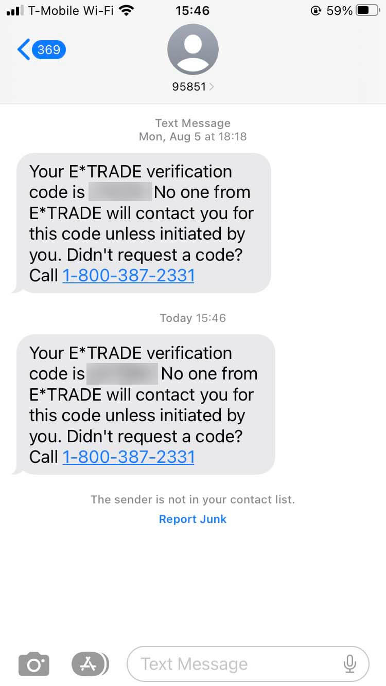 Short Code E-Trade text messaging